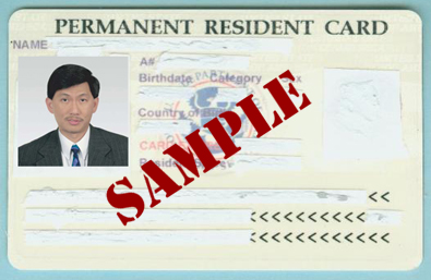 Example Greencard: Front